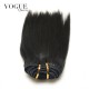 Clip In Human Hair Extensions Yaki Straight 100% Human Brazilian Hair Natural Black Hair